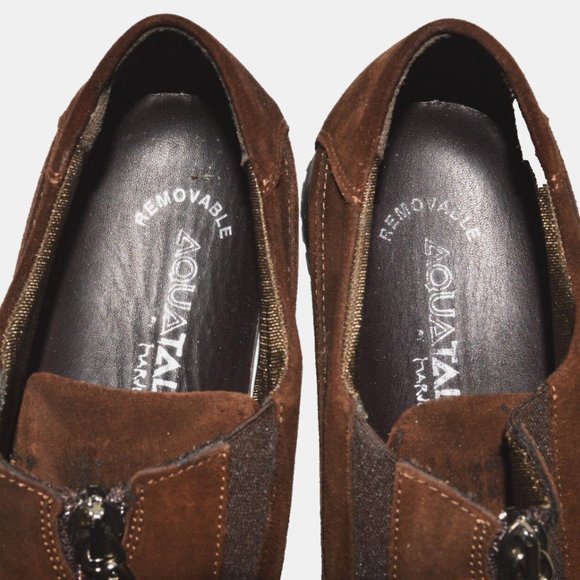 AQUATALIA MARVIN K SZ 7.5 M BROWN SUEDE PLATFORM LOAFERS SHOES - Picture 5 of 6